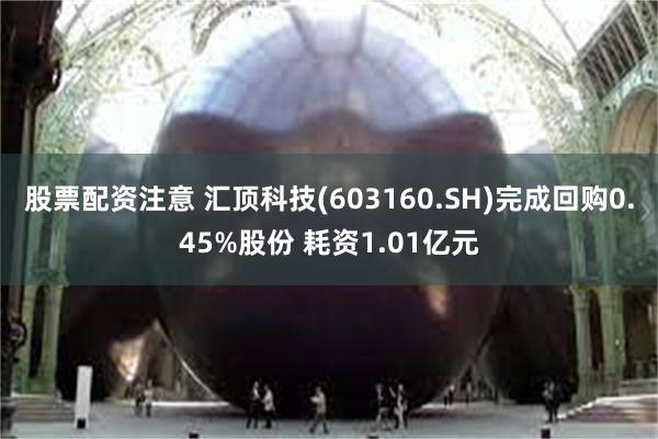 股票配资注意 汇顶科技(603160.SH)完成回购0.45%股份 耗资1.01亿元