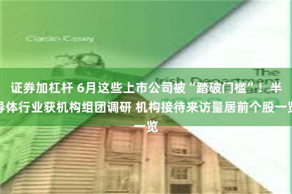 证券加杠杆 6月这些上市公司被“踏破门槛”！半导体行业获机构组团调研 机构接待来访量居前个股一览