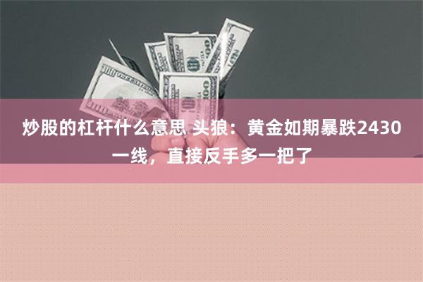 炒股的杠杆什么意思 头狼：黄金如期暴跌2430一线，直接反手多一把了