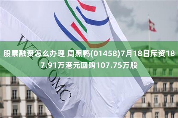 股票融资怎么办理 周黑鸭(01458)7月18日斥资187.91万港元回购107.75万股